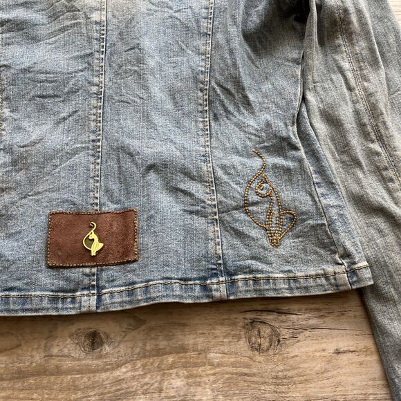 Vintage Baby Phat Denim Jean Jacket Y2K Glam Women Small Embroidered Light Blue - Picture 11 of 14